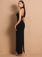 Drapiertes Punktmuster Kleid Damen