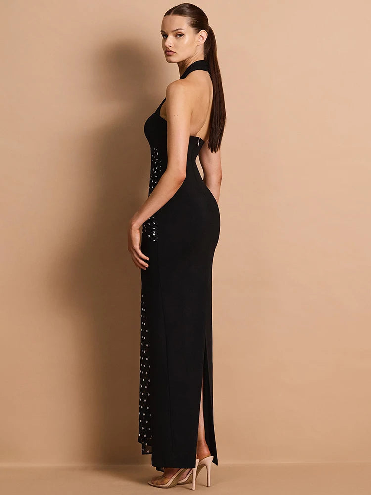 Drapiertes Punktmuster Kleid Damen
