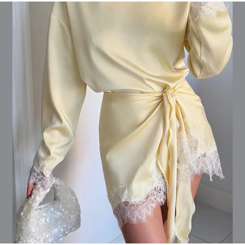 Lockeres Satin Minikleid Damen