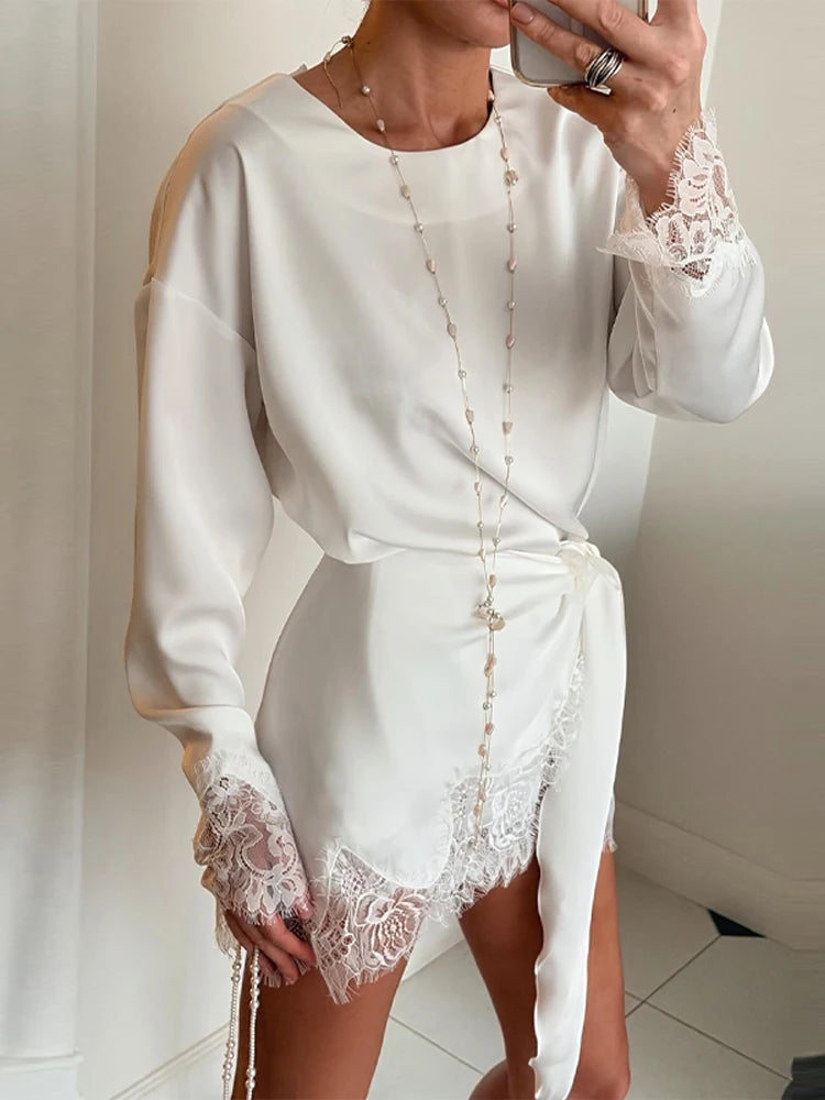 Lockeres Satin Minikleid Damen