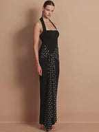 Drapiertes Punktmuster Kleid Damen