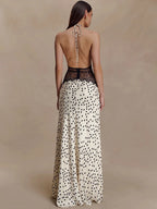 Punktmuster Maxikleid Damen Elegant
