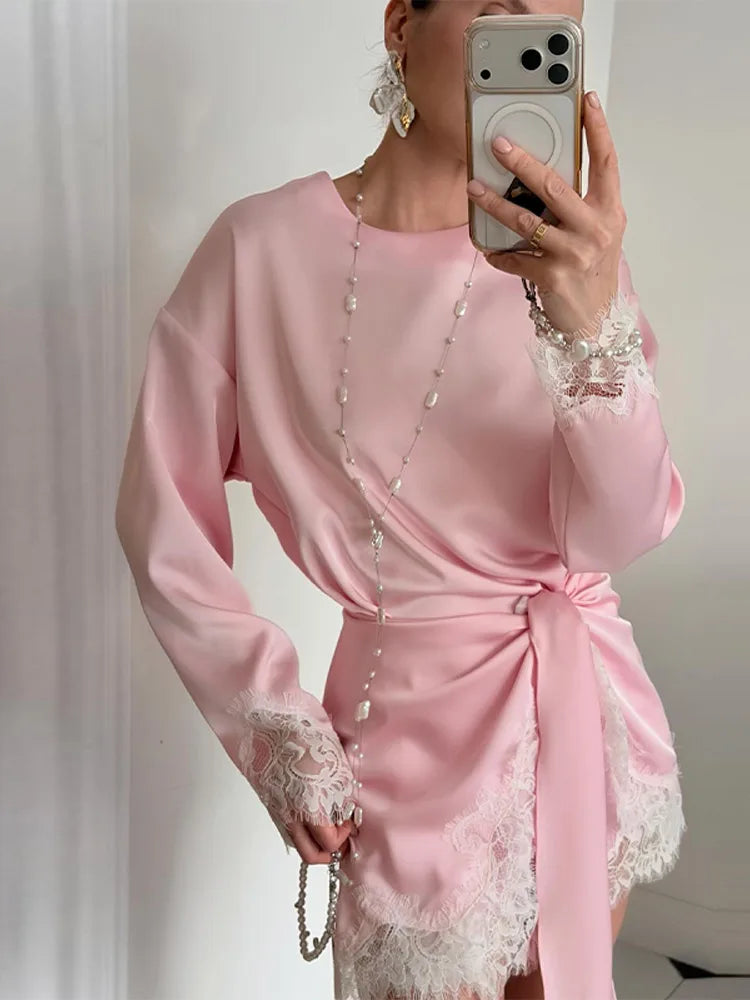 Lockeres Satin Minikleid Damen