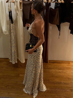 Punktmuster Maxikleid Damen Elegant