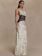 Punktmuster Maxikleid Damen Elegant