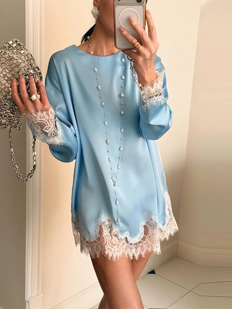 Lockeres Satin Minikleid Damen
