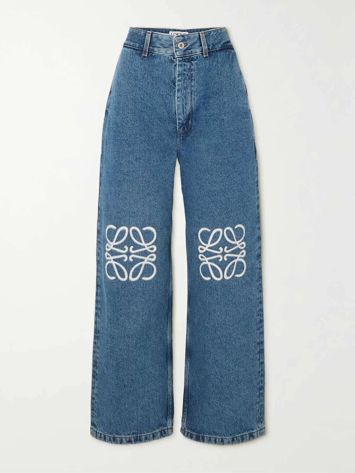 Weite Jeans mit Logo-Stickerei